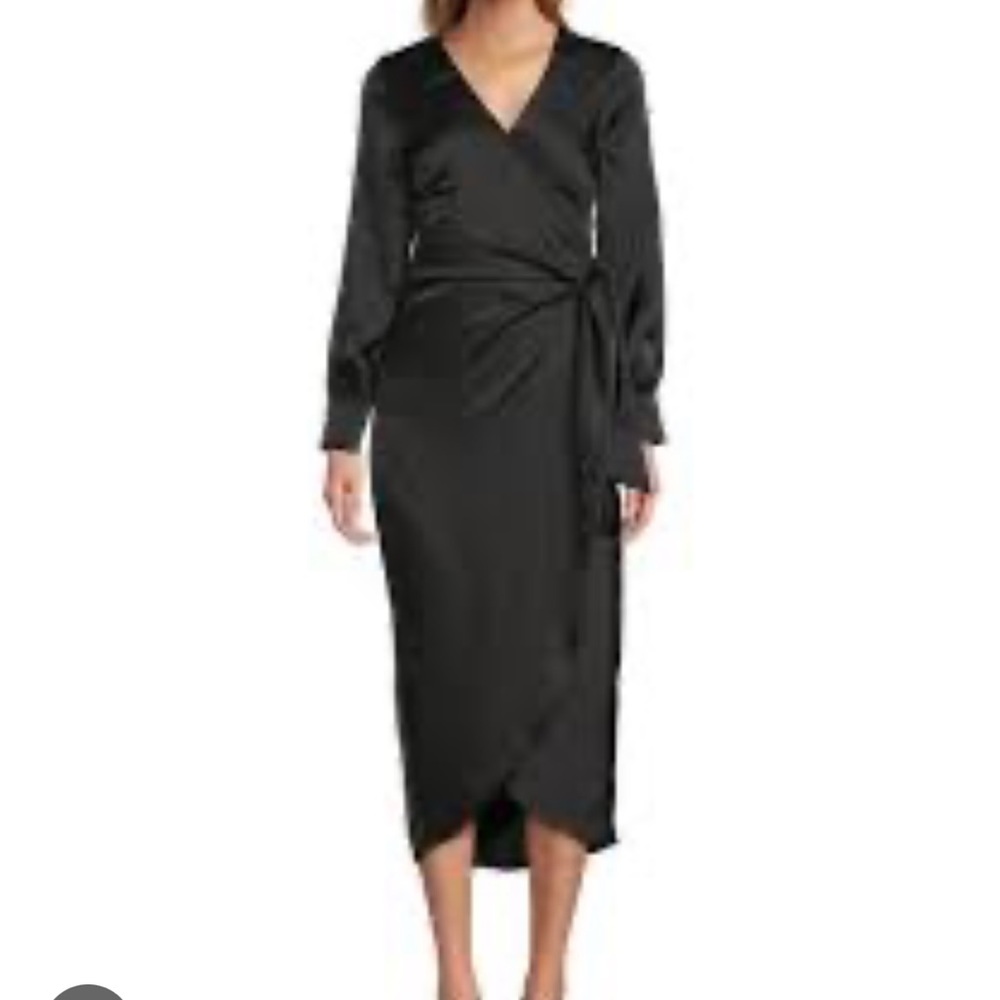 NWT Sam Edelman Black Velvet Wrap Dress with Tie Waist